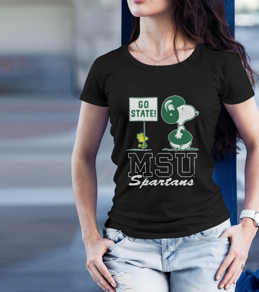 Peanuts Snoopy Woodstock MSU Spartans Go State T-Shirt
