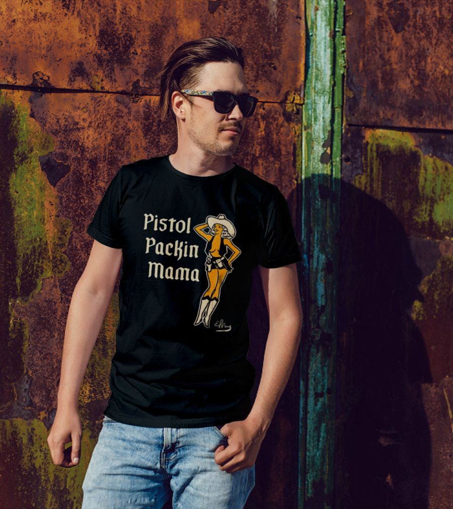 Elrayartist Pistol Packin’ Mama Vintage Cowgirl T-Shirt