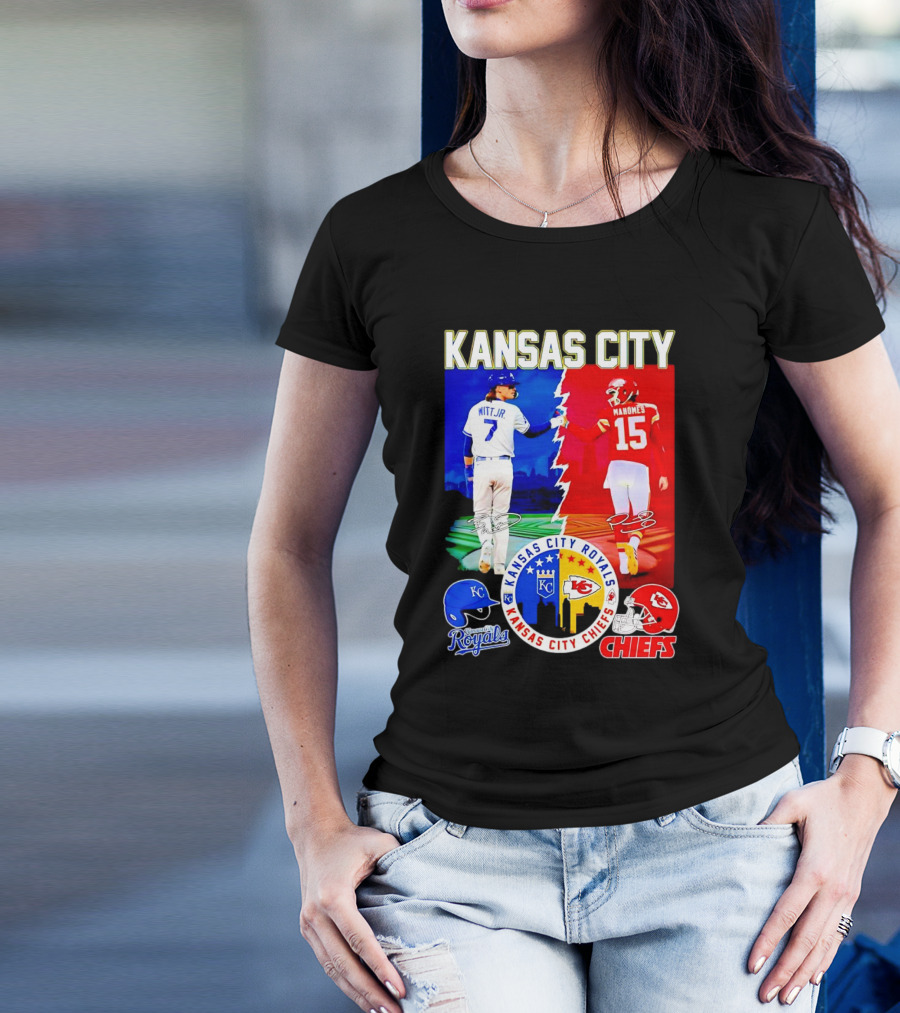 Kansas City Royals Witt Jr Chiefs Mahomes Signatures T-Shirt