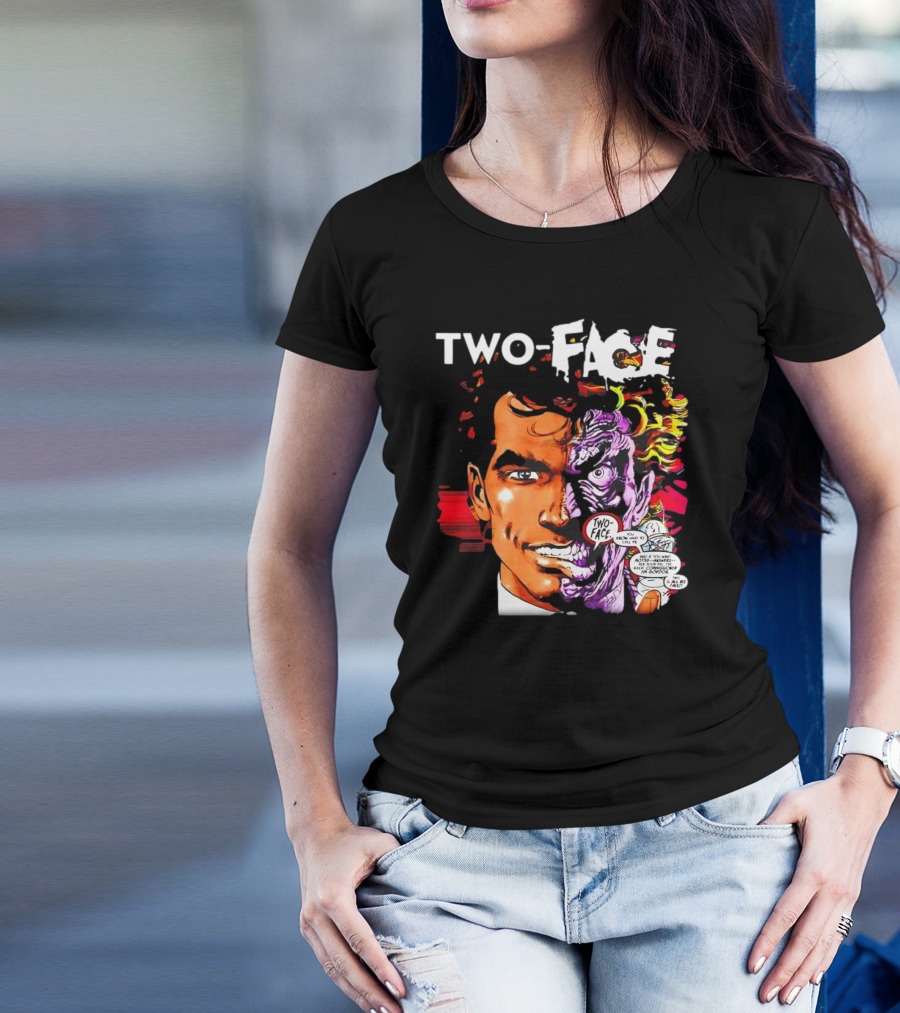TWO-FACE DC Comics Character Split Face Villain Text Bubble T-Shirt