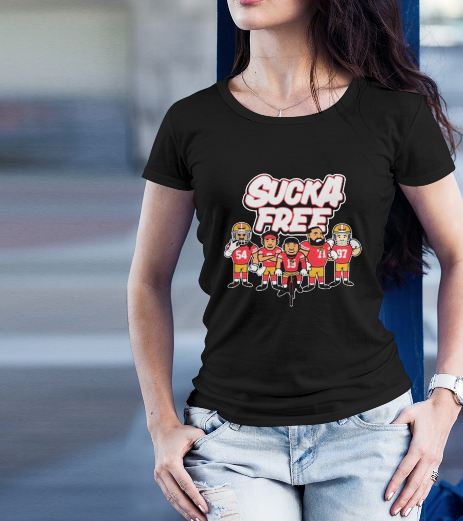 Sucka Free 5 San Francisco 49ers NFL Cartoon Players 54 13 71 97 T-Shirt