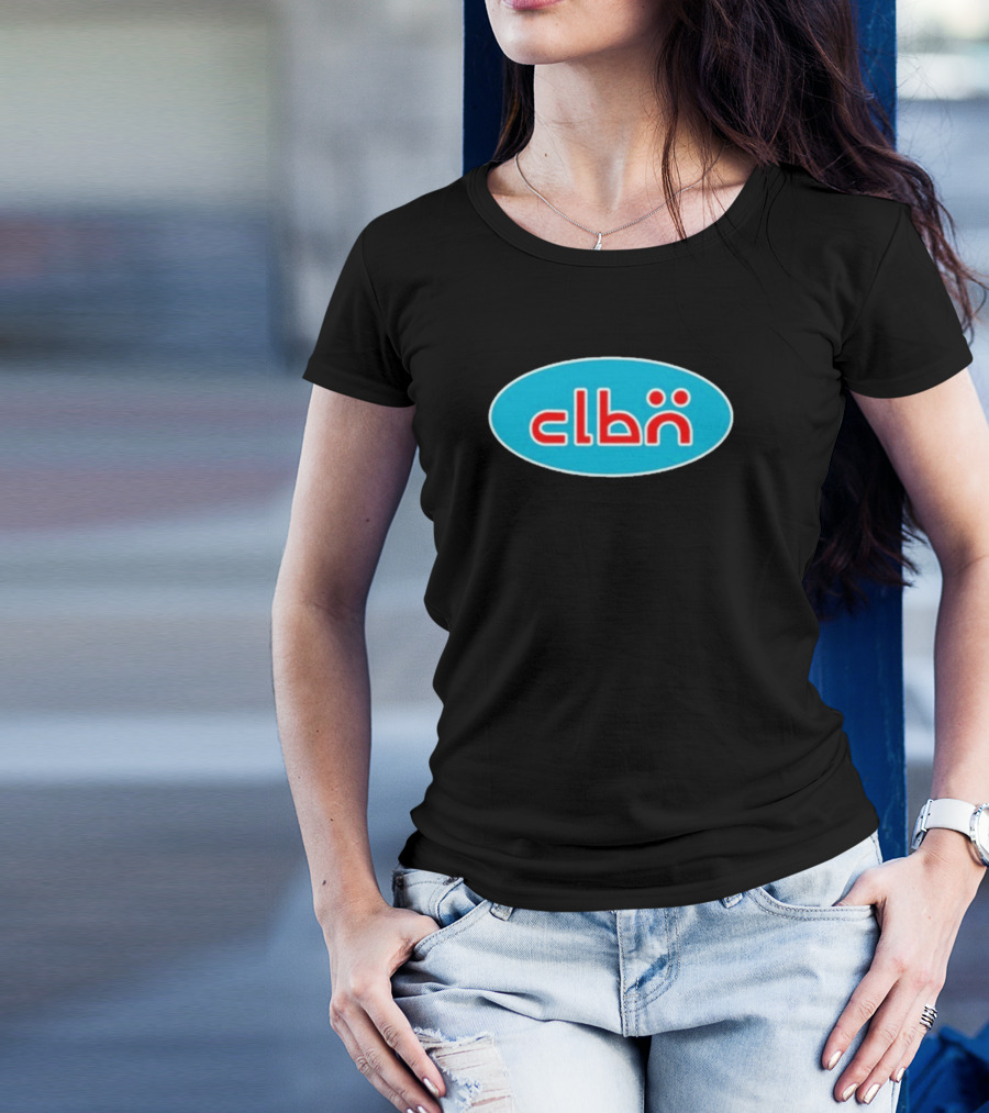 Clbn Logo Design Blue Oval Text T-Shirt