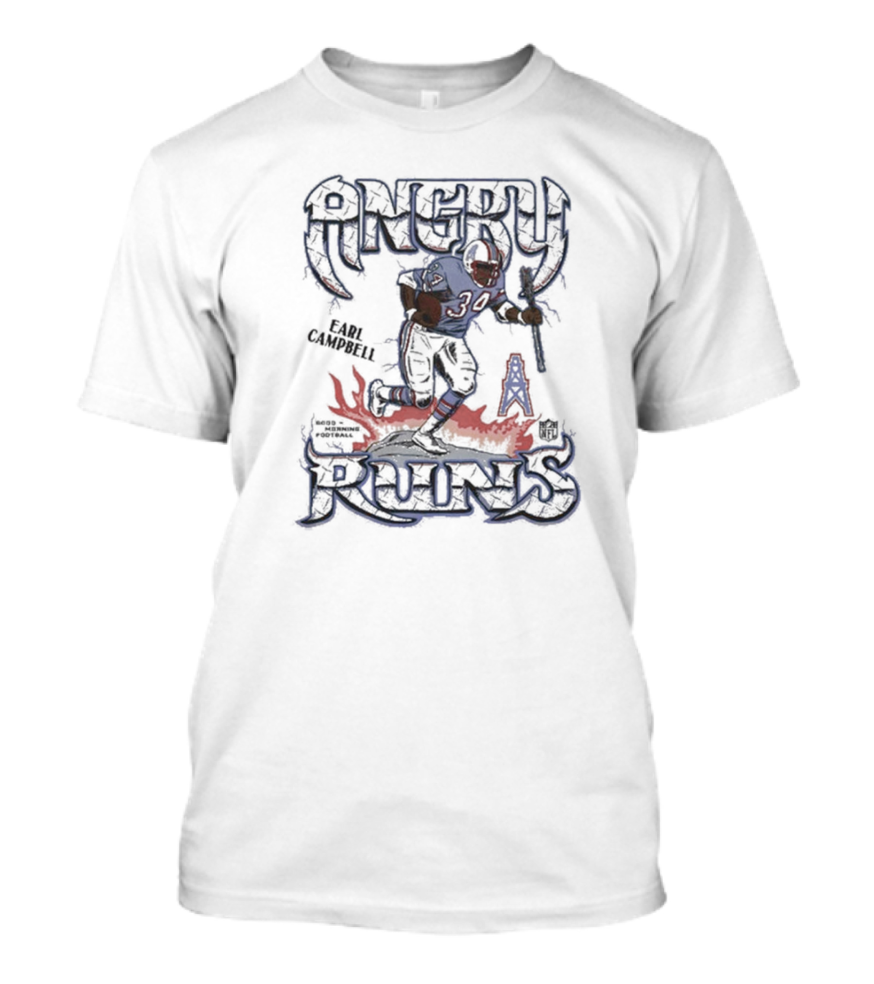 Angry Runs Earl Campbell Houston Oilers NFL Football T-Shirt