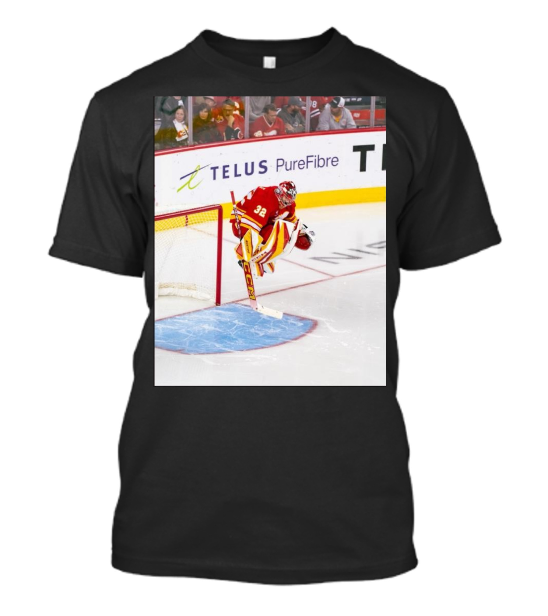 Calgary Flames Wolfie Content NHL Hockey Goalie Action T-Shirt