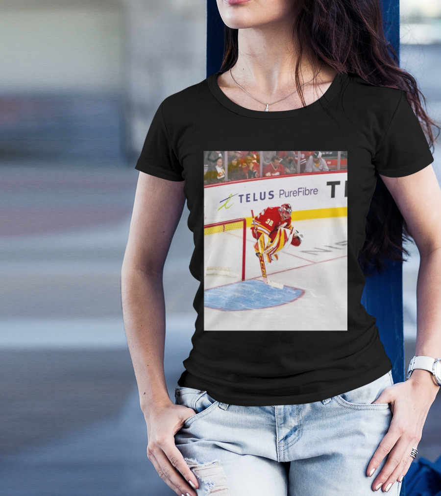 Calgary Flames Wolfie Content NHL Hockey Goalie Action T-Shirt