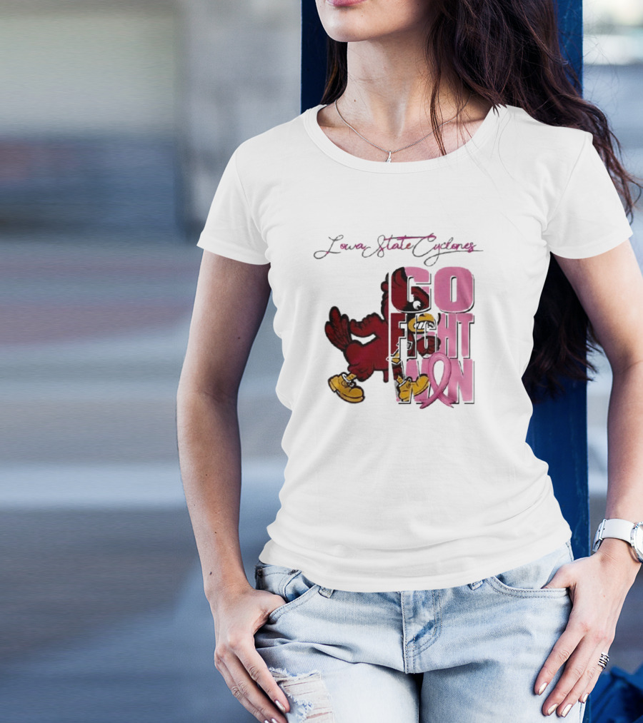 Iowa State Cyclones Go Fight Win Breast Cancer T-Shirt