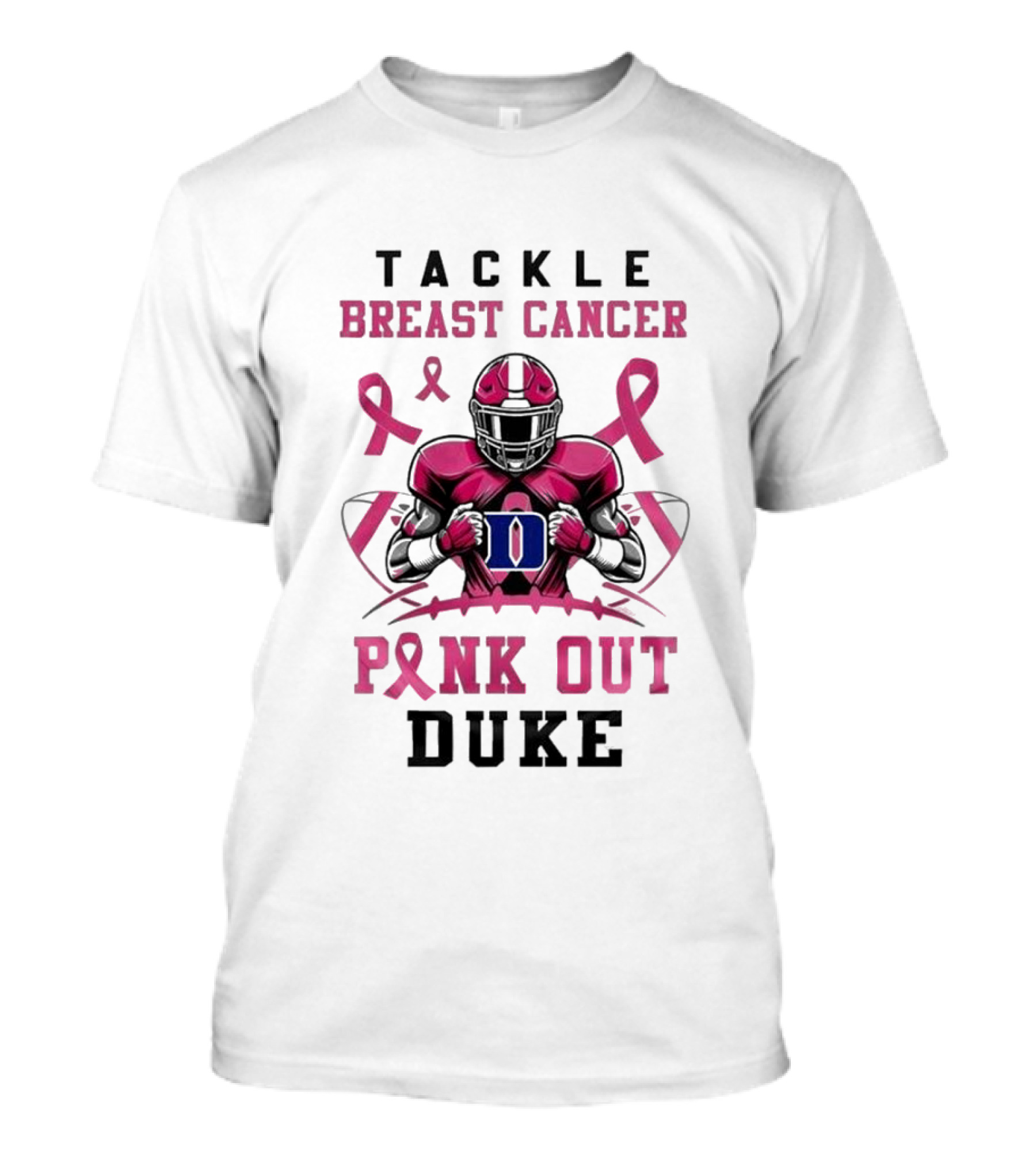 Duke Blue Devils Tackle Breast Cancer Pink Out 2024 Football Awareness T-Shirt