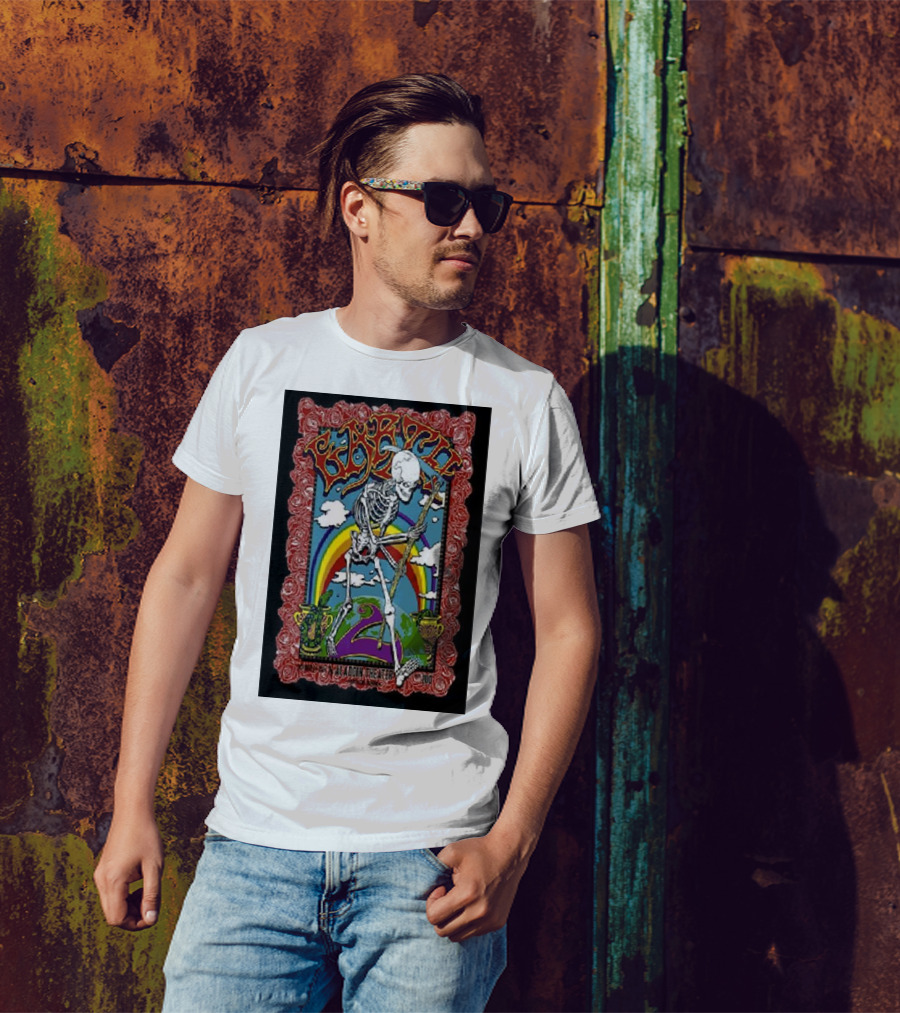 Earth Skeleton Rainbow Roses Aladdin Theater Portland OR October 24 T-Shirt