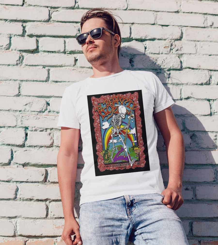 Earth Skeleton Rainbow Roses Aladdin Theater Portland OR October 24 T-Shirt