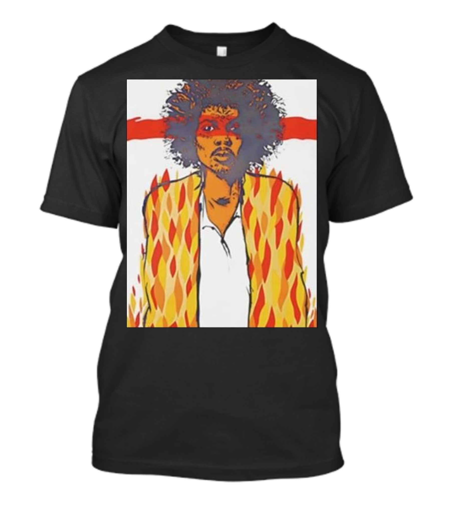 Jimi Hendrix Voodoo Jermaine Rogers Poster Flames T-Shirt