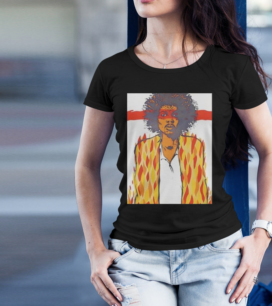 Jimi Hendrix Voodoo Jermaine Rogers Poster Flames T-Shirt