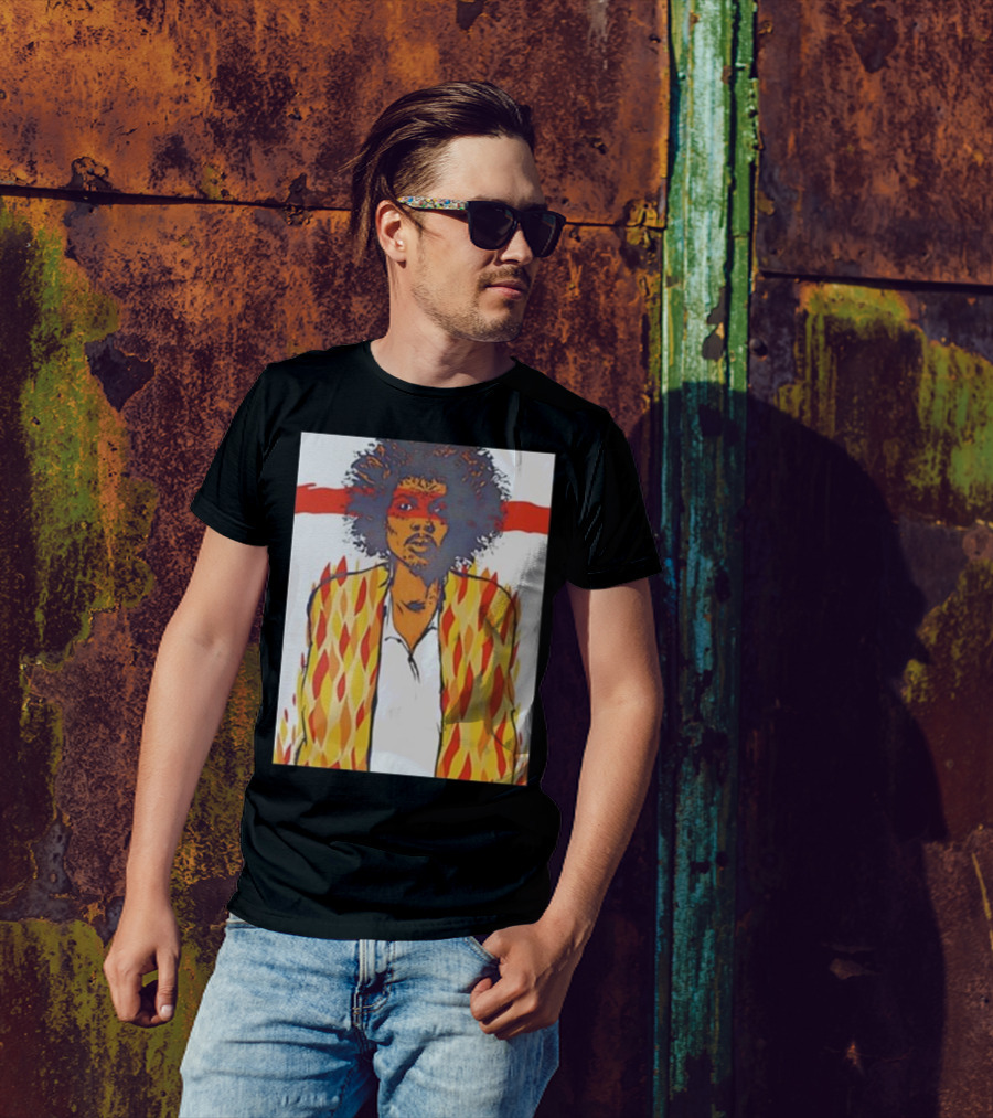 Jimi Hendrix Voodoo Jermaine Rogers Poster Flames T-Shirt