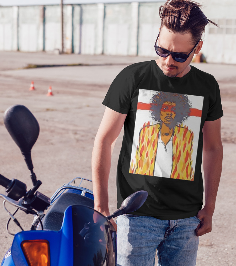 Jimi Hendrix Voodoo Jermaine Rogers Poster Flames T-Shirt