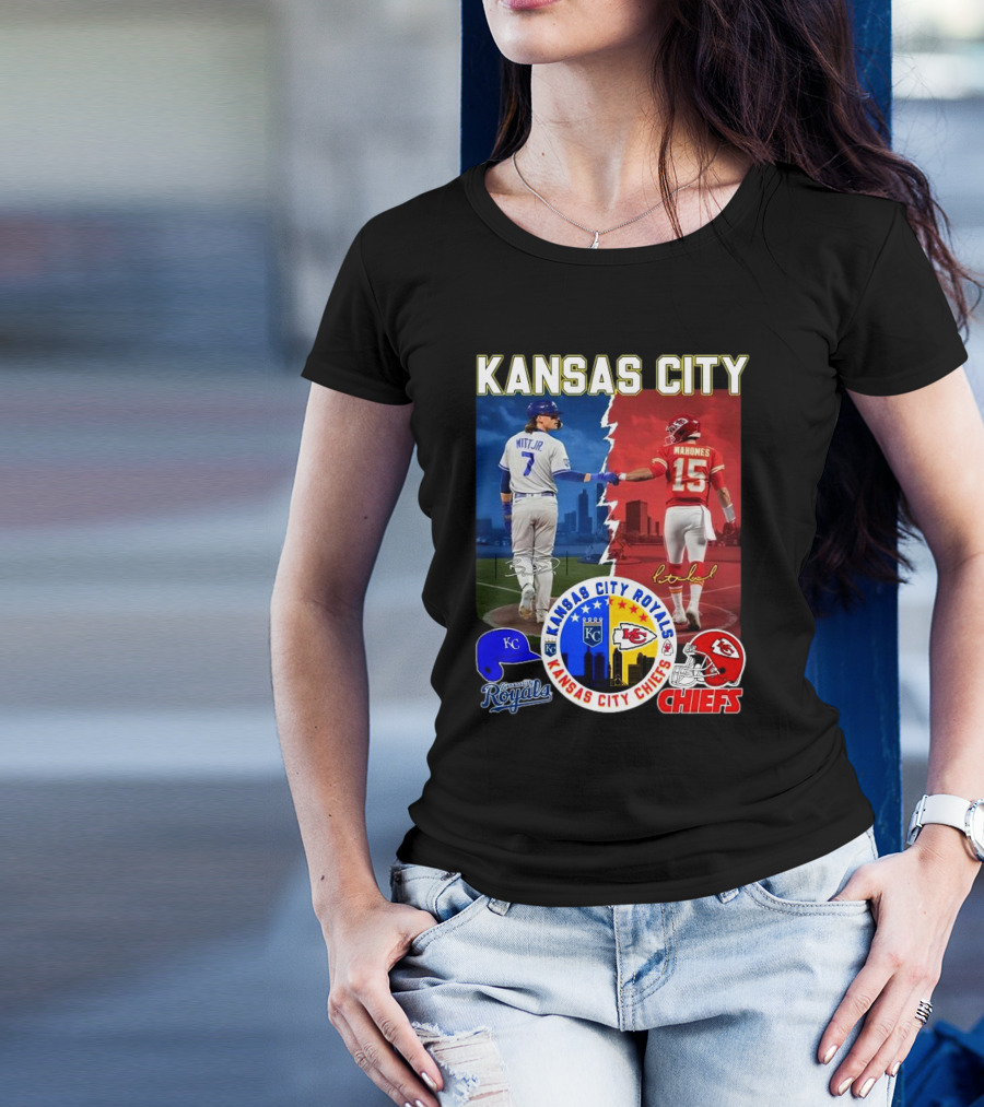 Kansas City Royals Robert Witt Jr. Chiefs Patrick Mahomes Signatures Royals Chiefs T-Shirt