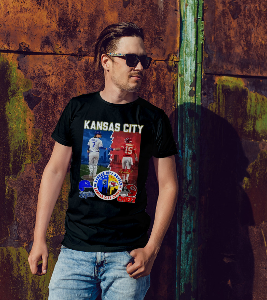 Kansas City Royals Robert Witt Jr. Chiefs Patrick Mahomes Signatures Royals Chiefs T-Shirt