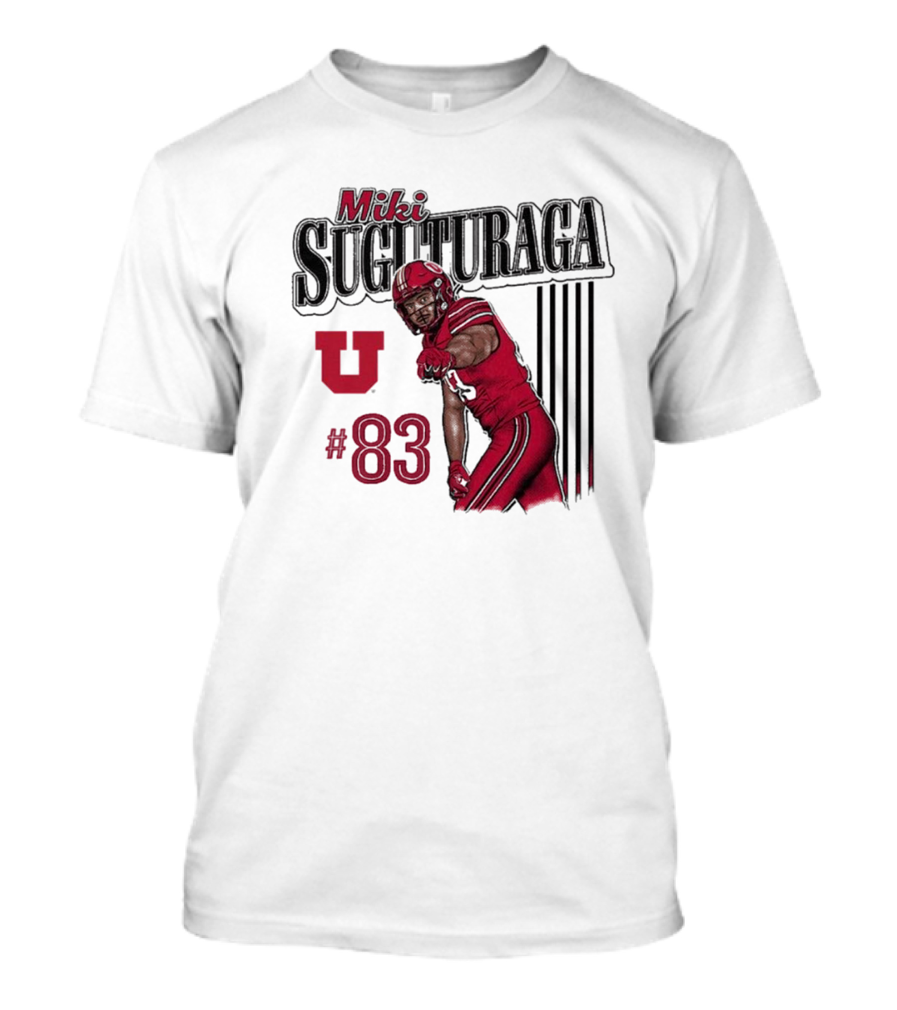 Miki Suguturaga Utah Utes Football #83 Cartoon Player T-Shirt