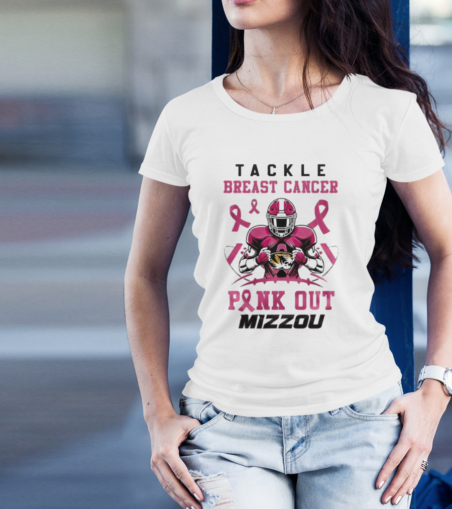 Tackle Breast Cancer Pink Out Mizzou 2024 Missouri Tigers T-Shirt
