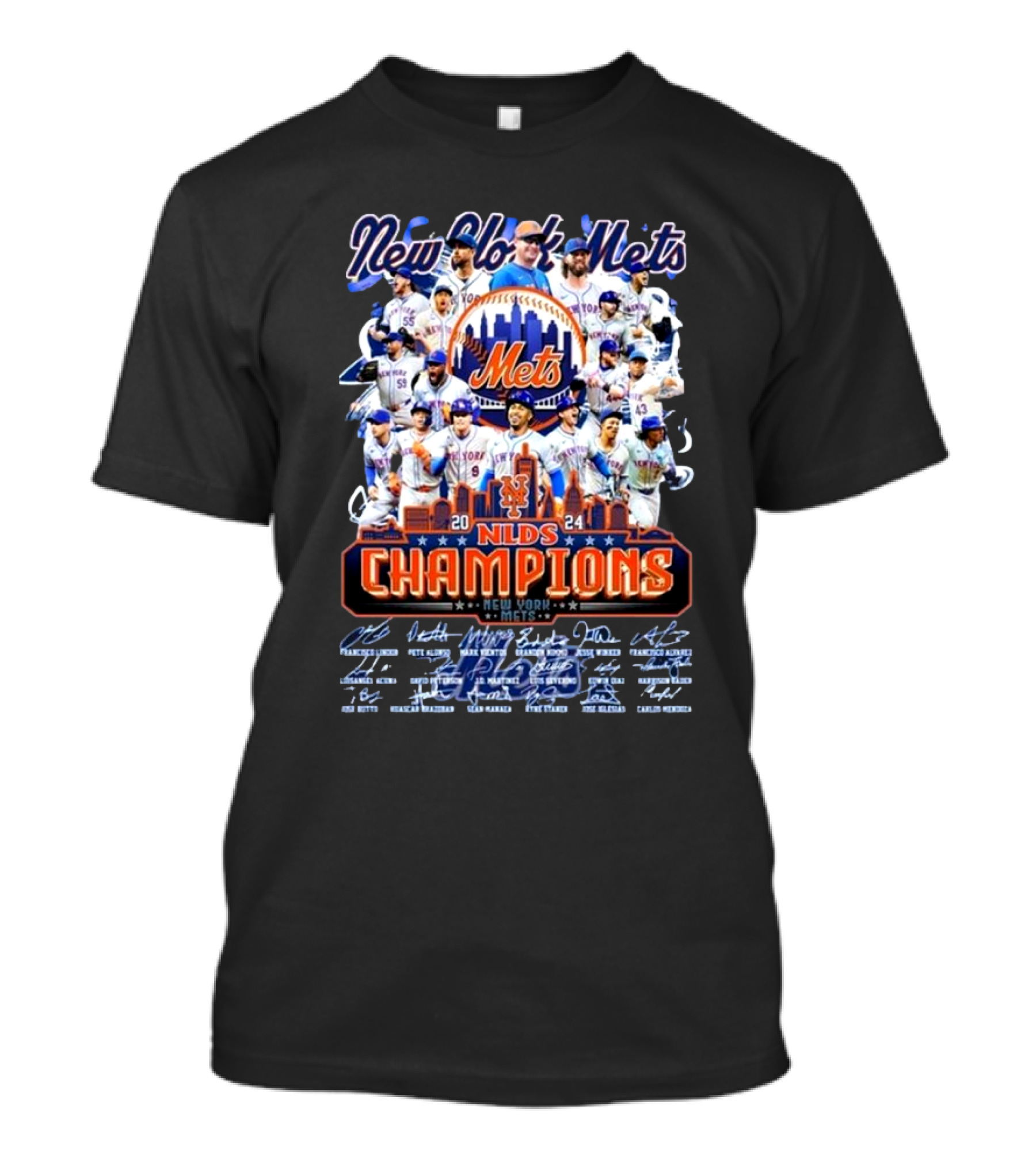 New York Mets 2024 NLDS Champions Team Signatures T-Shirt