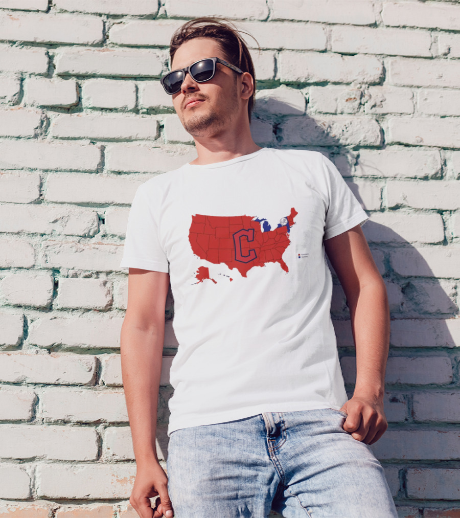 Map Showing Cleveland Guardians Dominance Over New York Yankees In ALCS Fan Support Across America T-Shirt