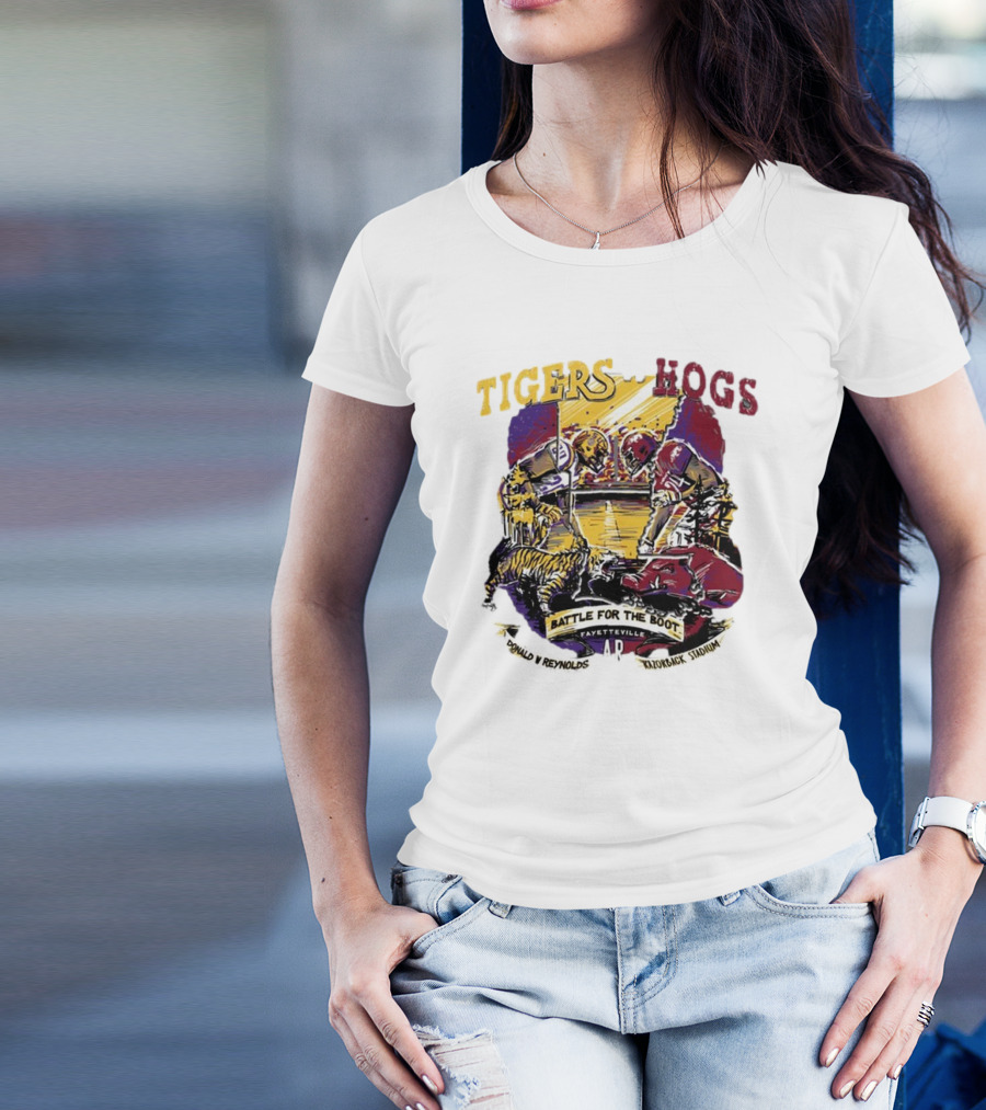 Tigers Vs. Hogs Battle For The Boot Fayetteville Donald W Reynolds Razorback Stadium T-Shirt