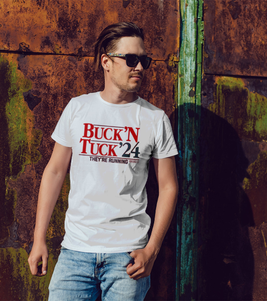Buck 'N Tuck '24 They're Running Tampa Bay Buccaneers NFL T-Shirt