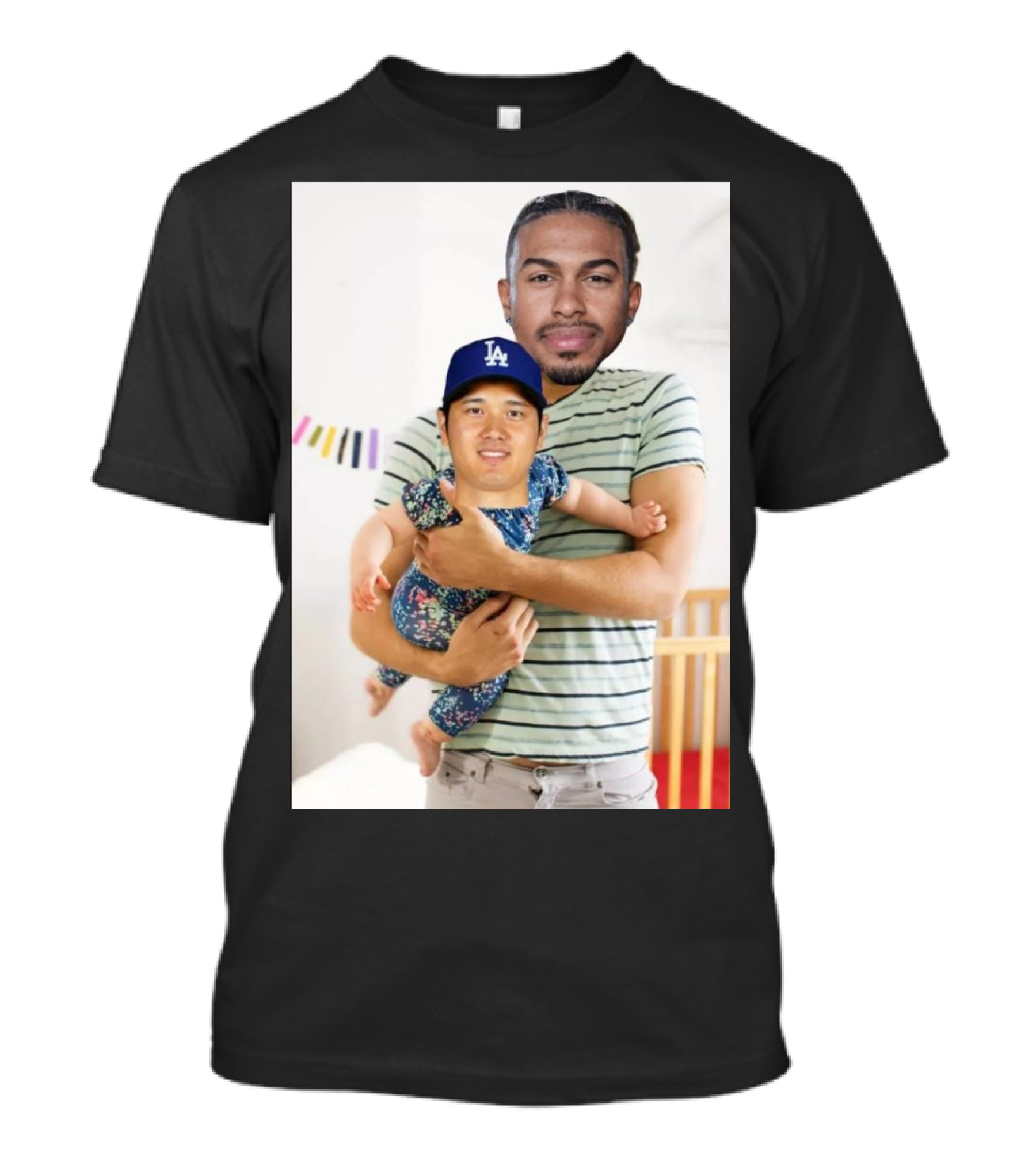 Francisco Lindor Holding Shohei Ohtani Baby Meme New York Mets Los Angeles Dodgers T-Shirt