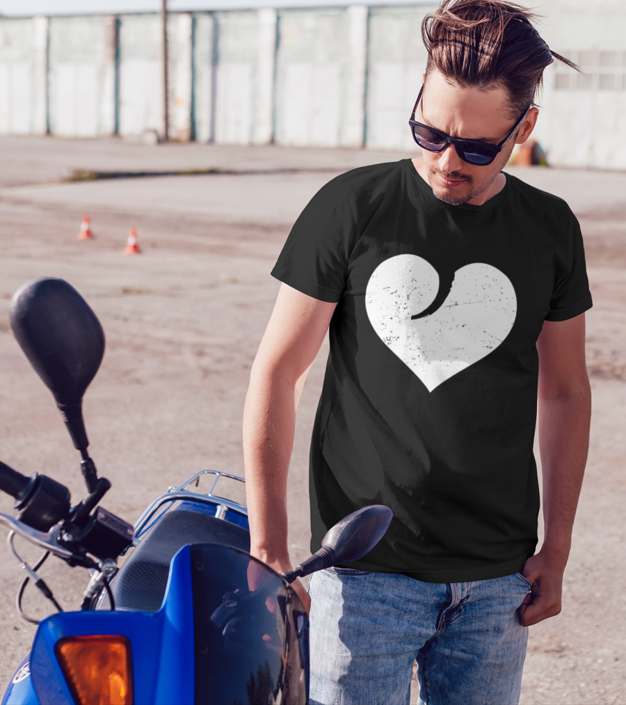 Gun Trigger Heart Distressed White Heart Shape T-Shirt