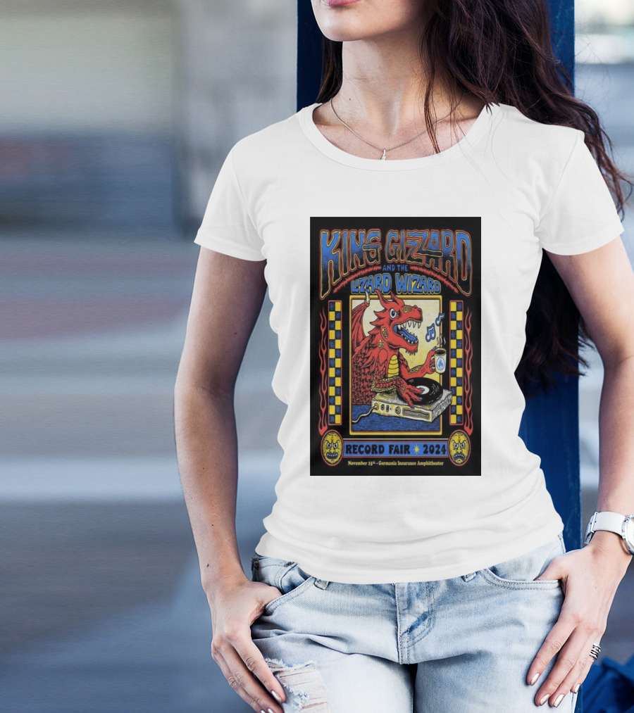 King Gizzard And The Lizard Wizard Record Fair 2024 Germania Insurance Amphitheater November 15 Austin TX T-Shirt