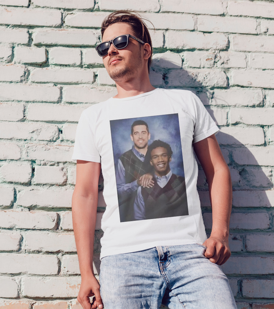 Step Brothers Aaron Rodgers Garrett Wilson New York Jets Portrait Mockup T-Shirt
