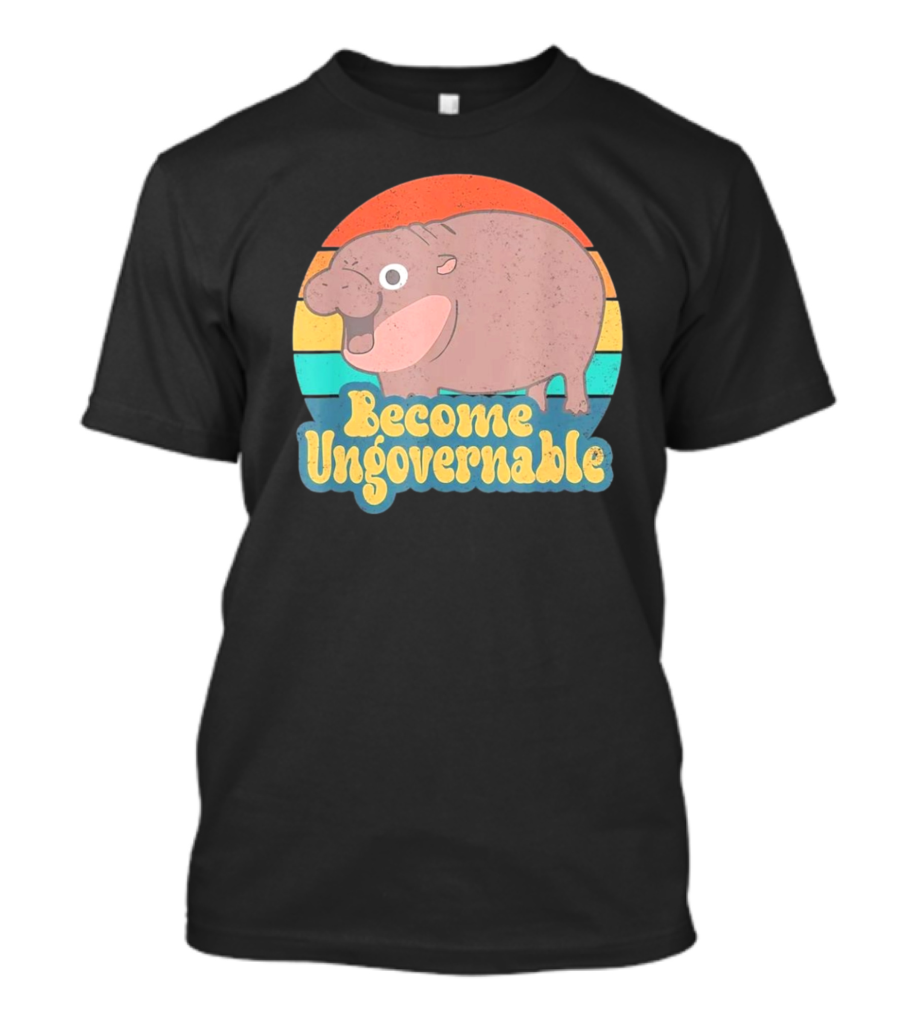 Become Ungovernable Vintage Retro Cartoon Hippo T-Shirt