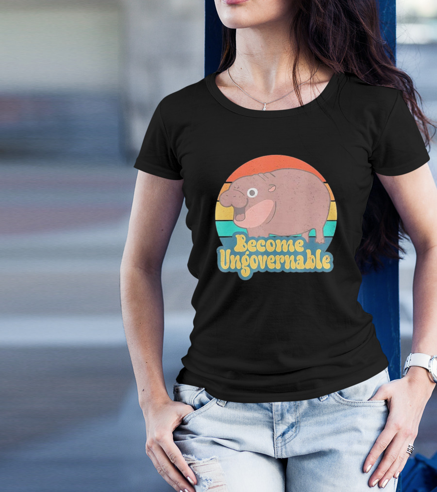 Become Ungovernable Vintage Retro Cartoon Hippo T-Shirt