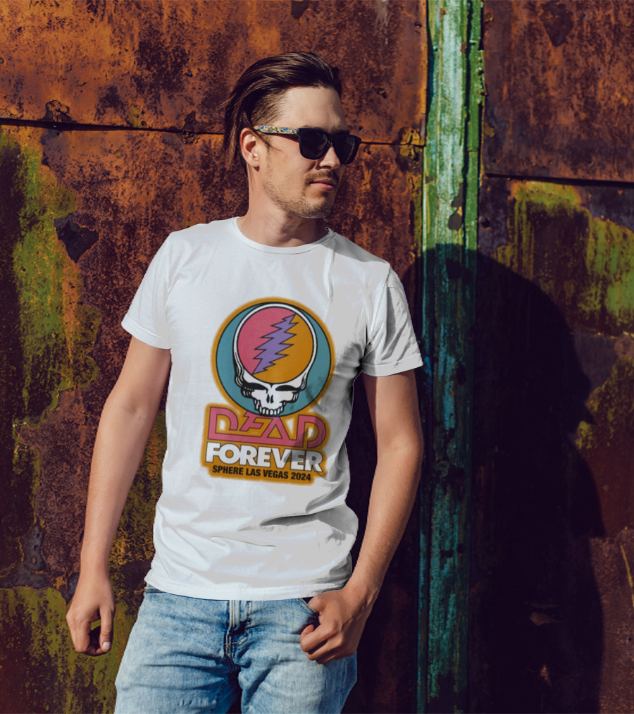 Dead And Company Dead Forever Sphere Las Vegas 2024 Skull Lightning Bolt T-Shirt