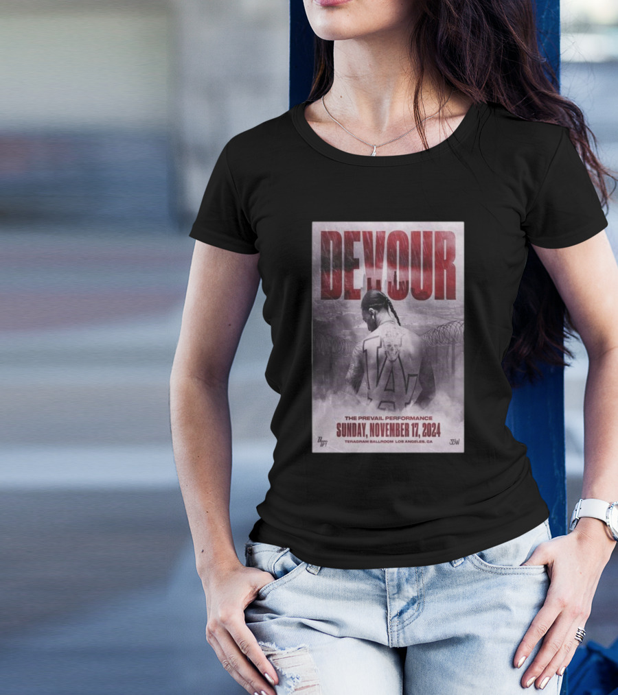 Devour The Prevail Performance November 17 2024 Teragram Ballroom Los Angeles CA T-Shirt