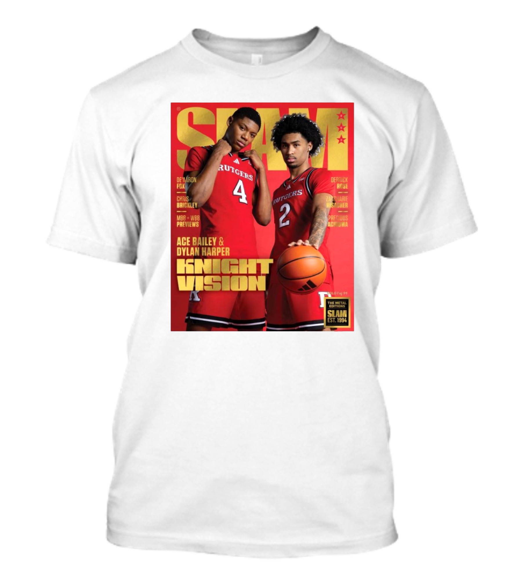 SLAM Rutgers Scarlet Knights Knight Vision Ace Bailey Dylan Harper Basketball Cover T-Shirt