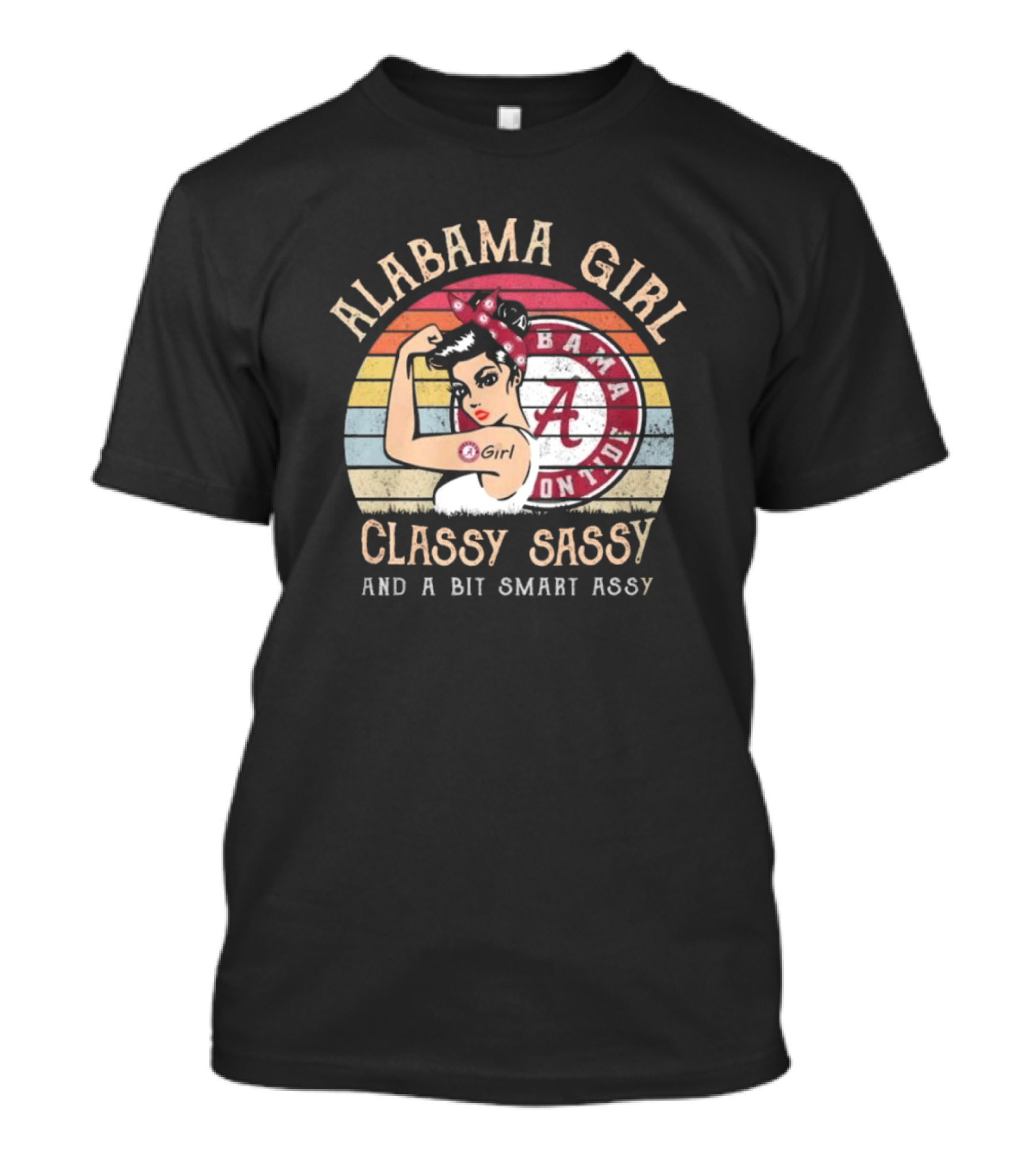 Alabama Crimson Tide Girl Classy Sassy And A Bit Smart Assy Vintage Circle T-Shirt