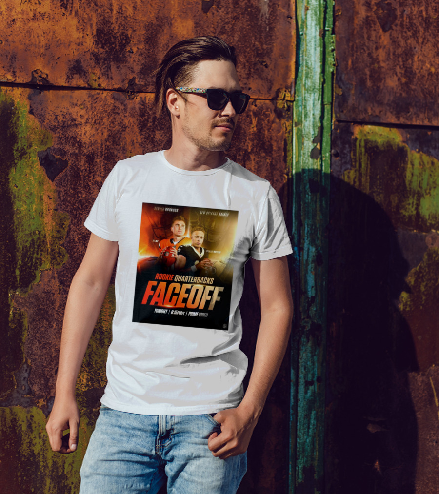 Denver Broncos Bo Nix New Orleans Saints Spencer Rattler Rookie Quarterbacks Faceoff Tonight 8:15PM ET Prime Video T-Shirt