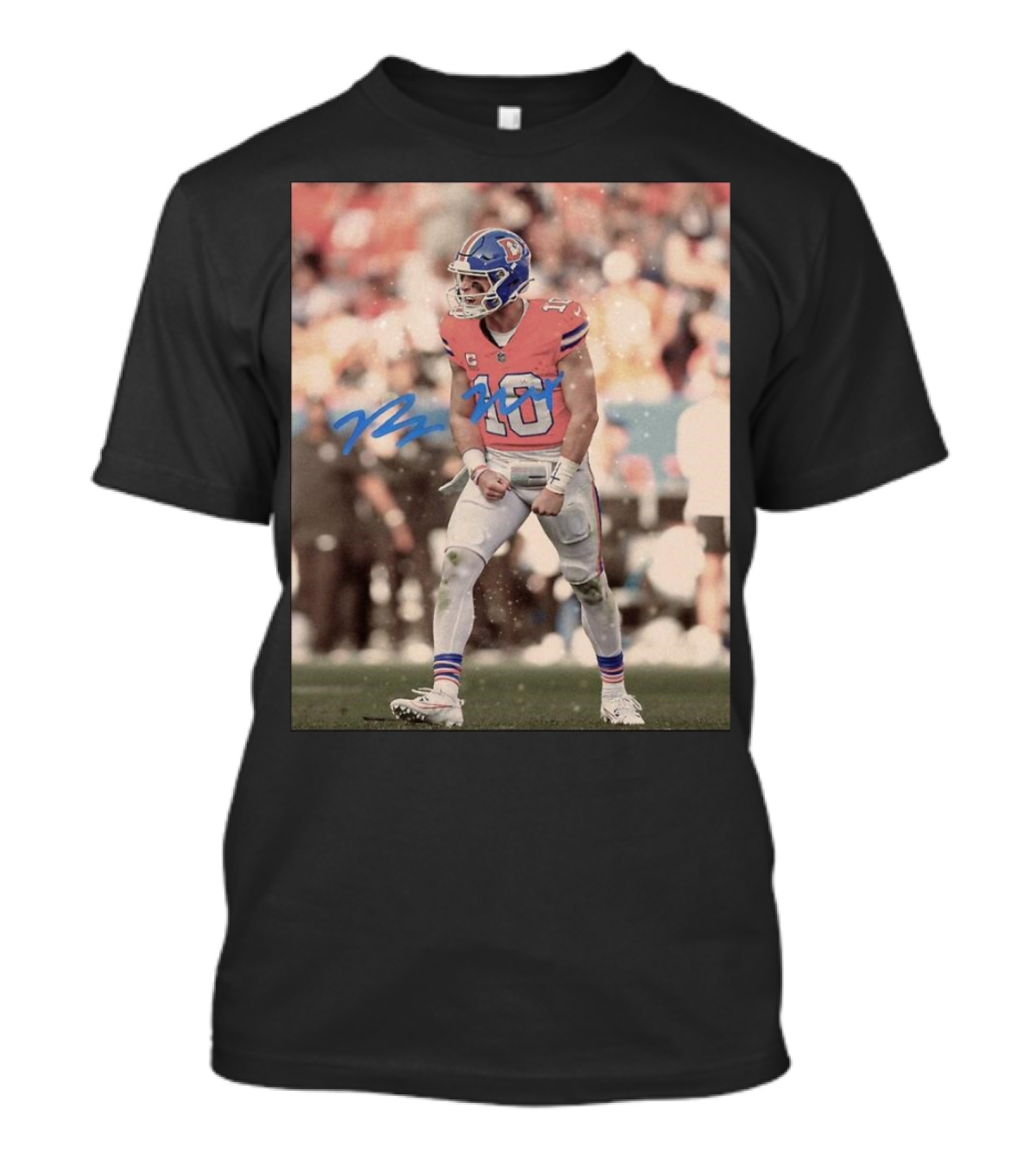 Bo Nix Denver Broncos NFL Player 10 Signature Photo T-Shirt
