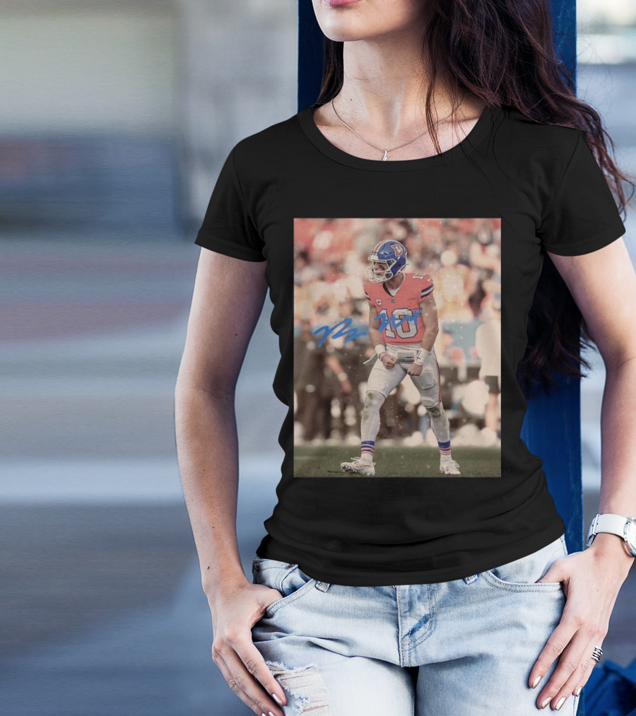 Bo Nix Denver Broncos NFL Player 10 Signature Photo T-Shirt