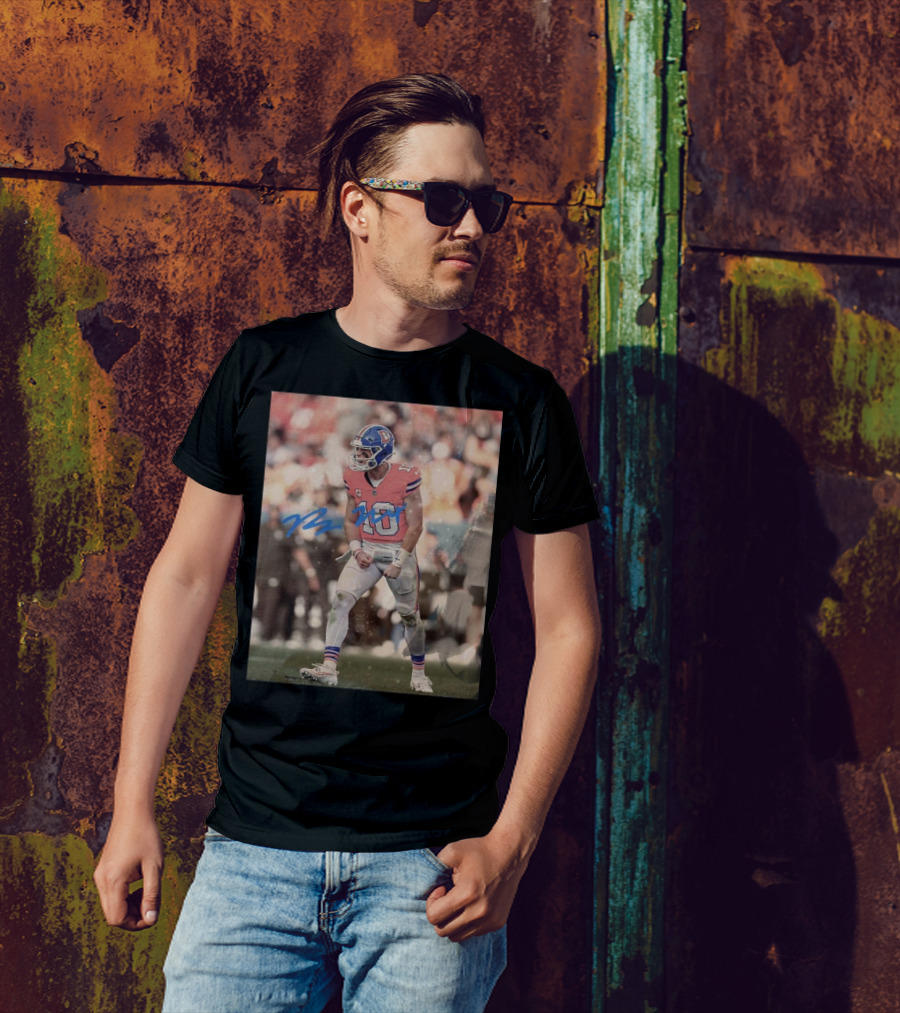 Bo Nix Denver Broncos NFL Player 10 Signature Photo T-Shirt