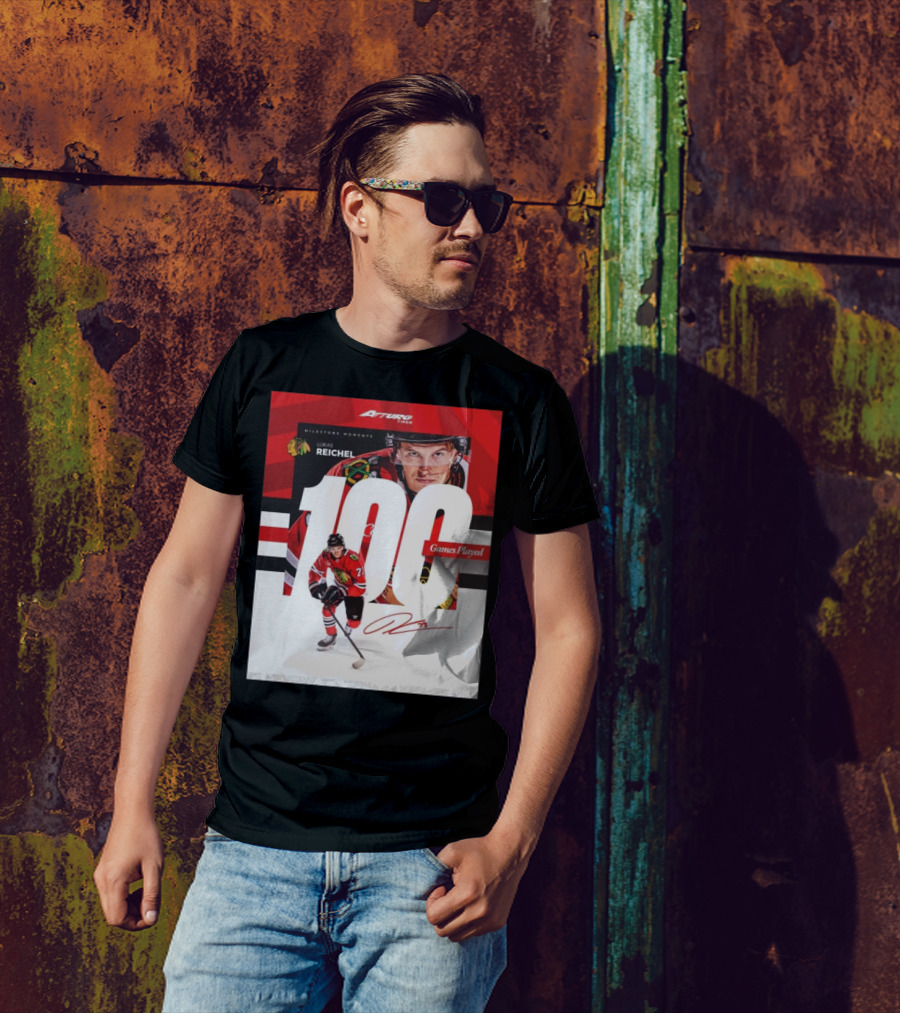 Chicago Blackhawks Lukas Reichel 100 Games Played Milestone Signature Moments T-Shirt