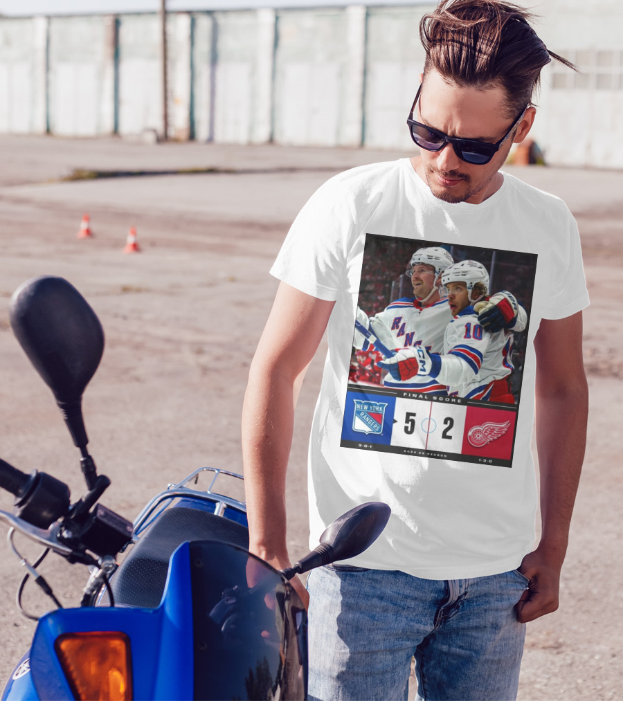 New York Rangers 5-2 Victory Over Detroit Red Wings Final Score NHL 2024-25 Season T-Shirt