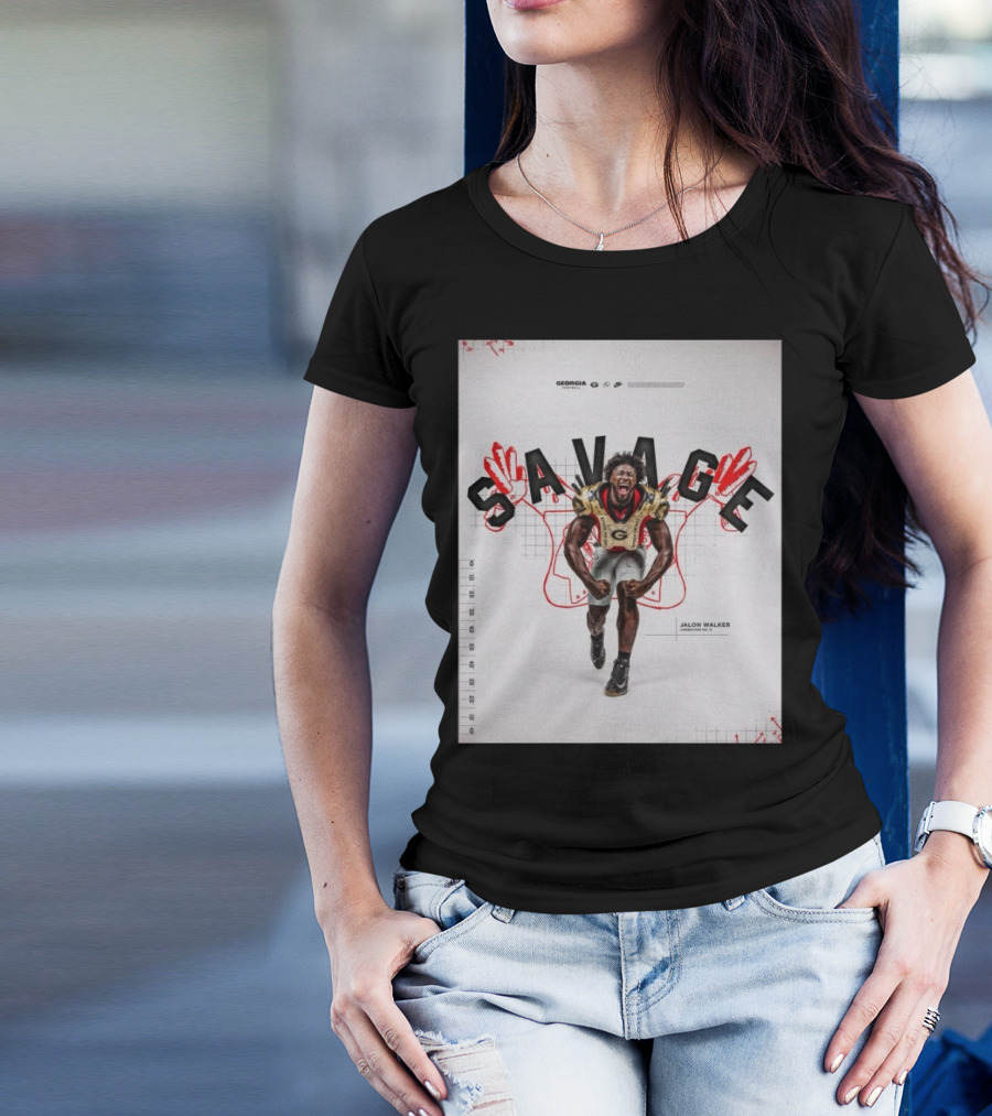 Georgia Bulldogs Savage Jalon Walker Linebacker GoDawgs T-Shirt