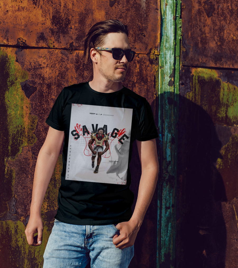 Georgia Bulldogs Savage Jalon Walker Linebacker GoDawgs T-Shirt