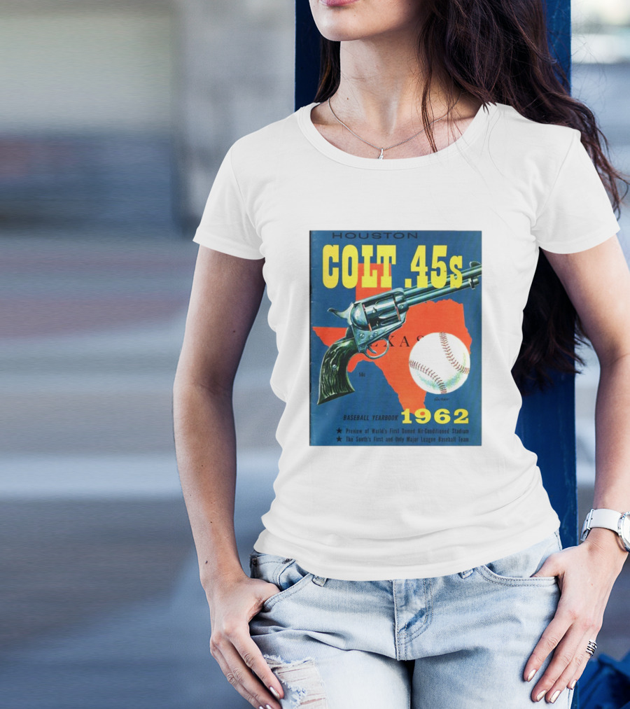 Houston Colt 45s Baseball Yearbook 1962 Texas Vintage Preview Of World's First Domed Air-Conditioned Stadium T-Shirt
