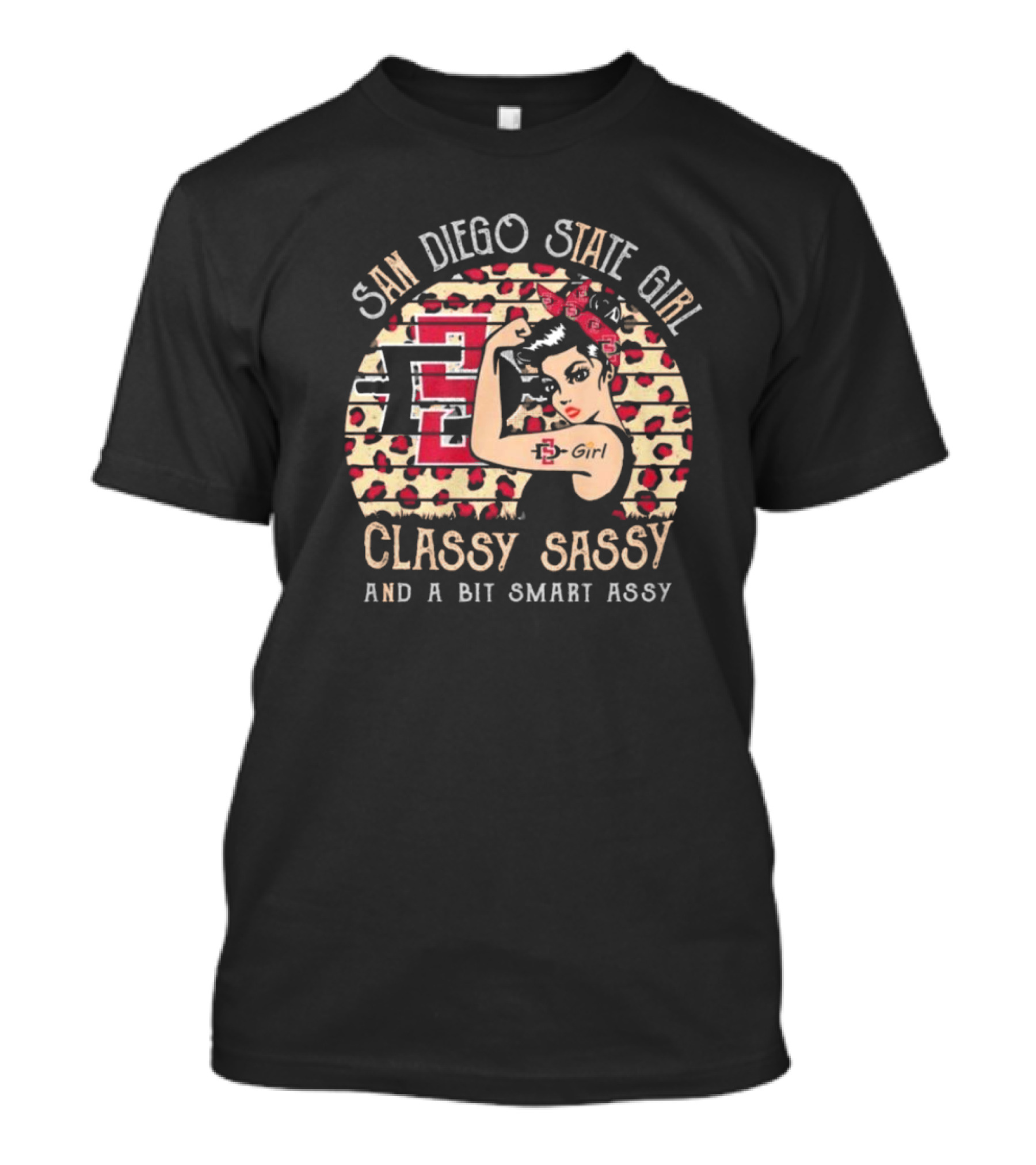San Diego State Girl Classy Sassy And A Bit Smart Assy 2024 Retro Rosie The Riveter T-Shirt