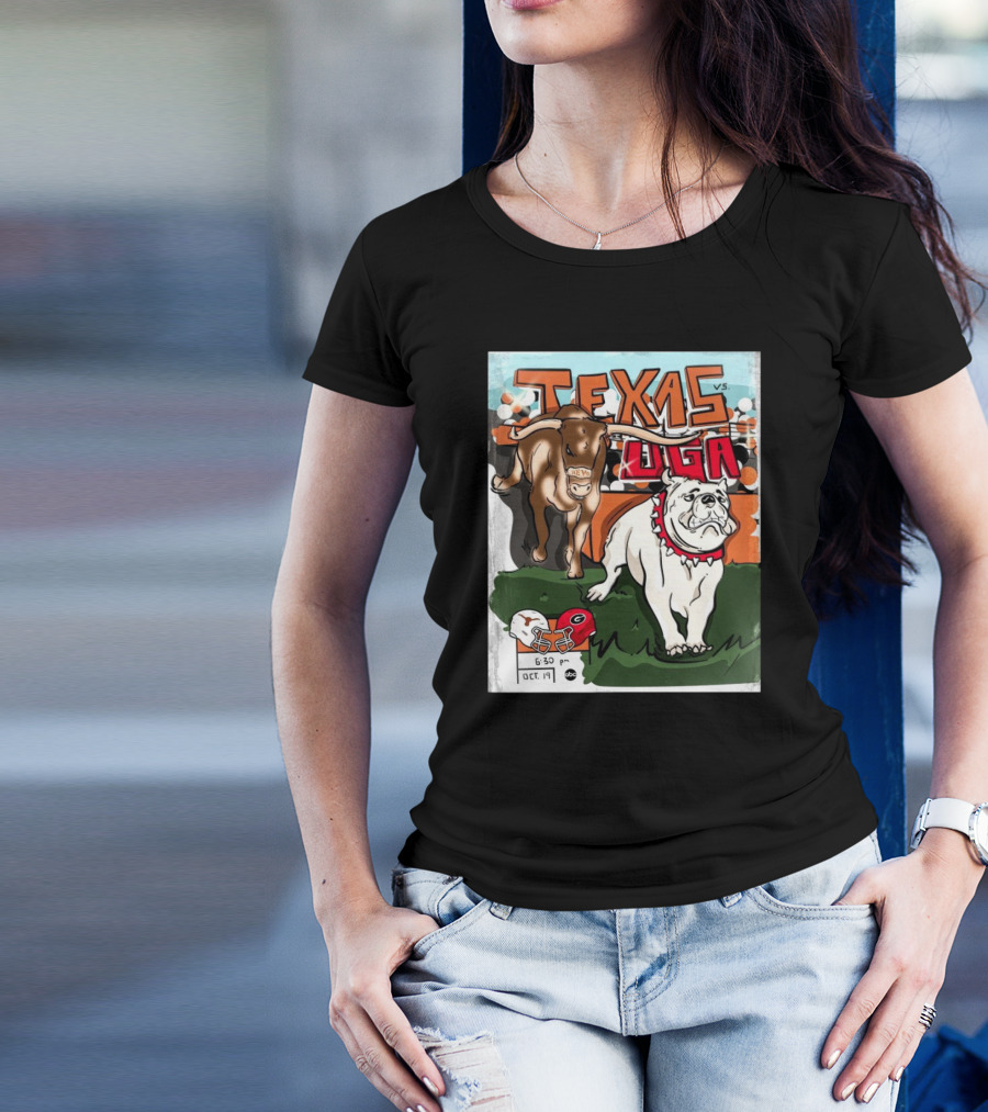 Texas Vs Georgia Longhorns Bulldogs October 19 2024 Football Showdown 6:30 PM ABC T-Shirt