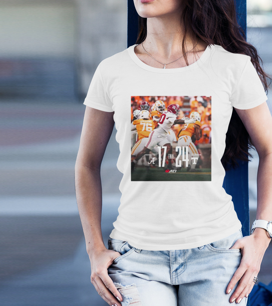 Final Score Alabama Crimson Tide 17 – 24 Tennessee Volunteers Football Game T-Shirt
