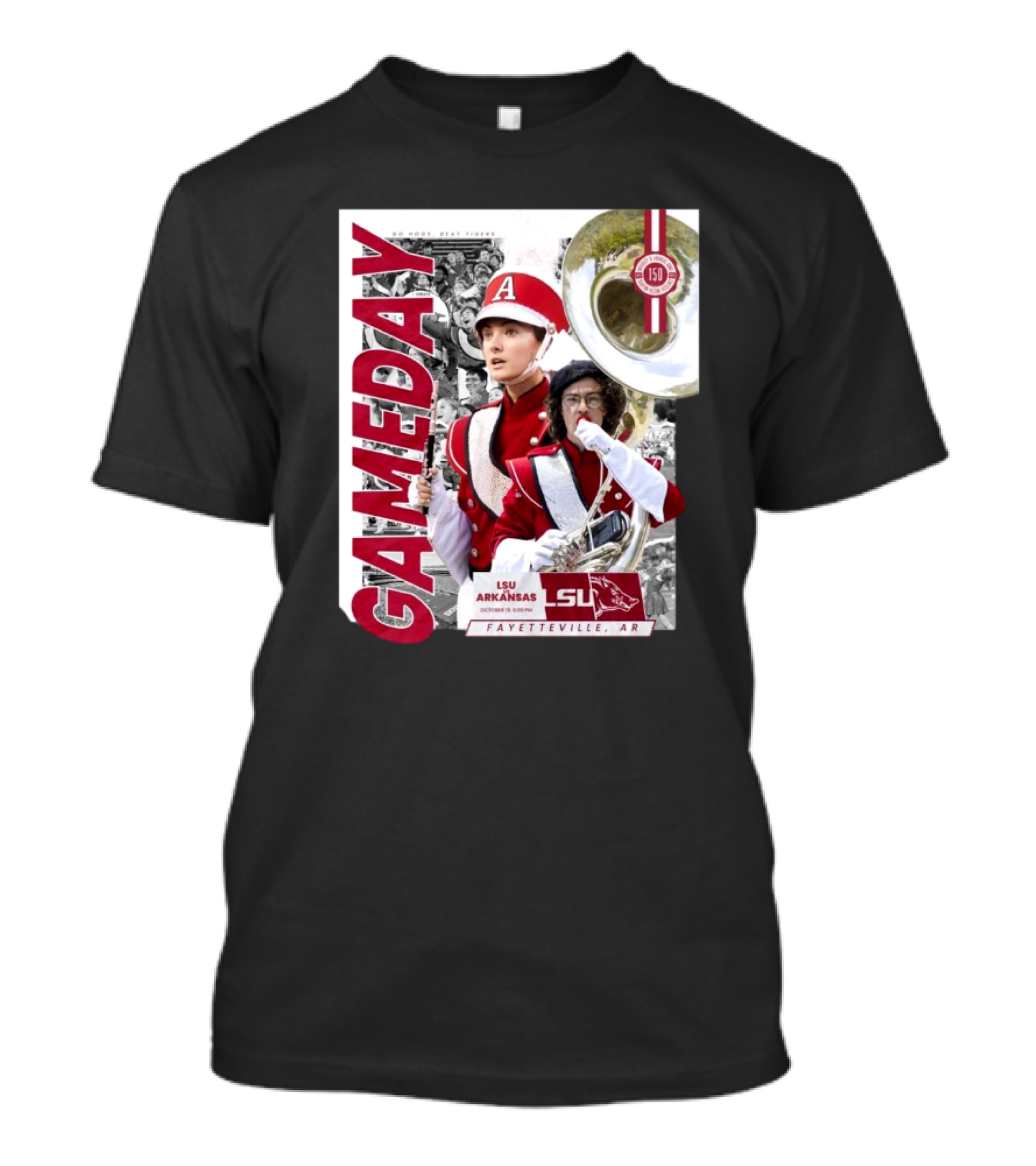 Gameday LSU Arkansas October 21 Fayetteville AR Razorbacks Tigers 150 Years T-Shirt