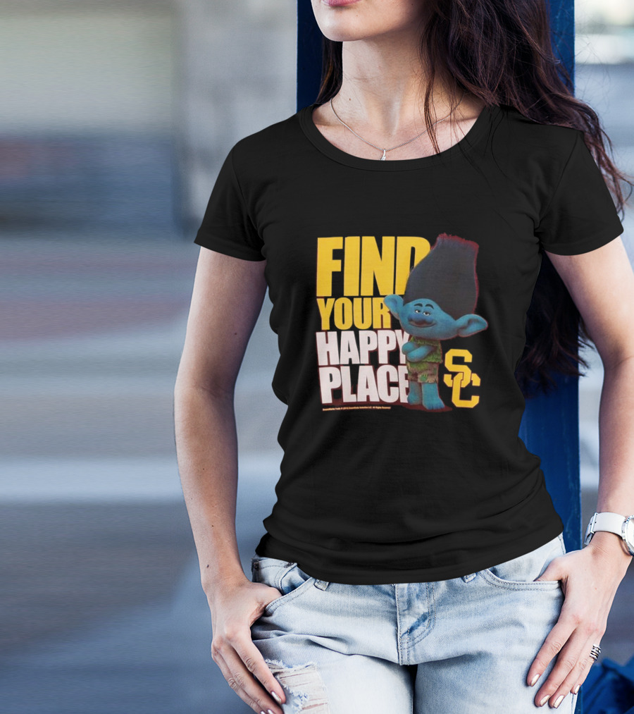 USC Trojans Find Your Happy Place SC Branch Trolls T-Shirt