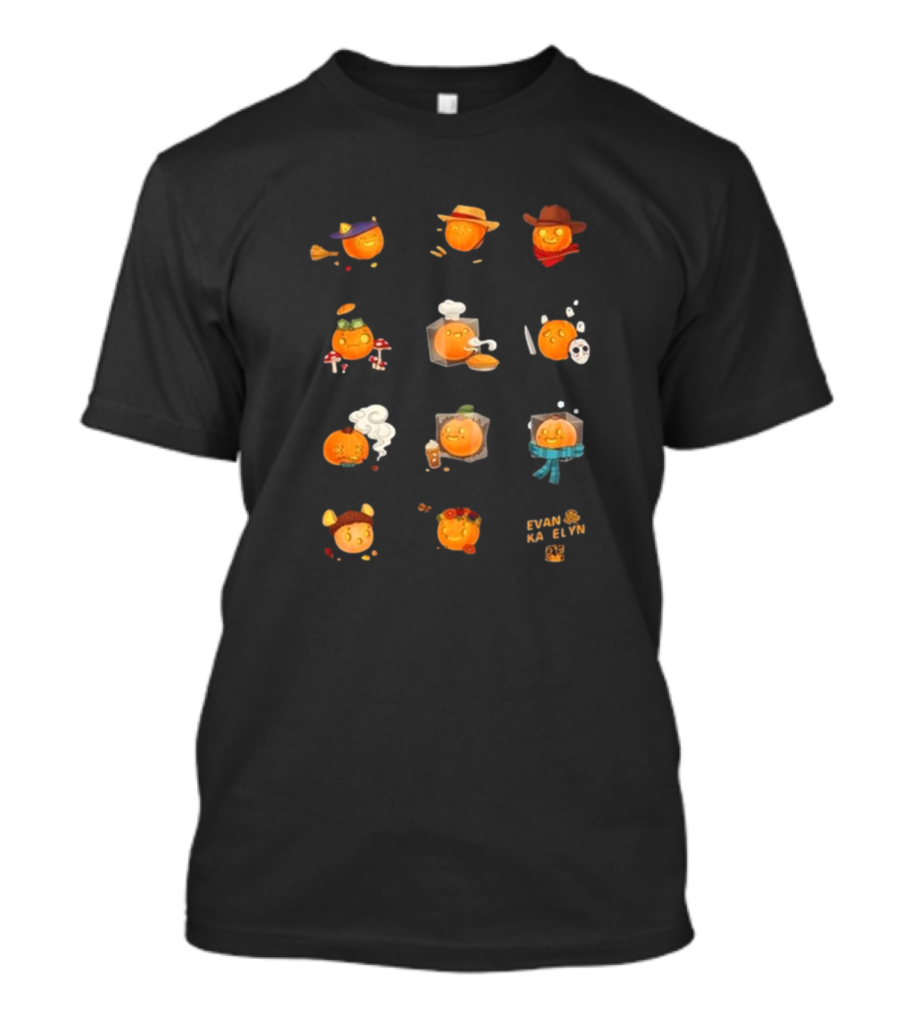 Evan Katelyn Pumpkin Characters Halloween Collection T-Shirt